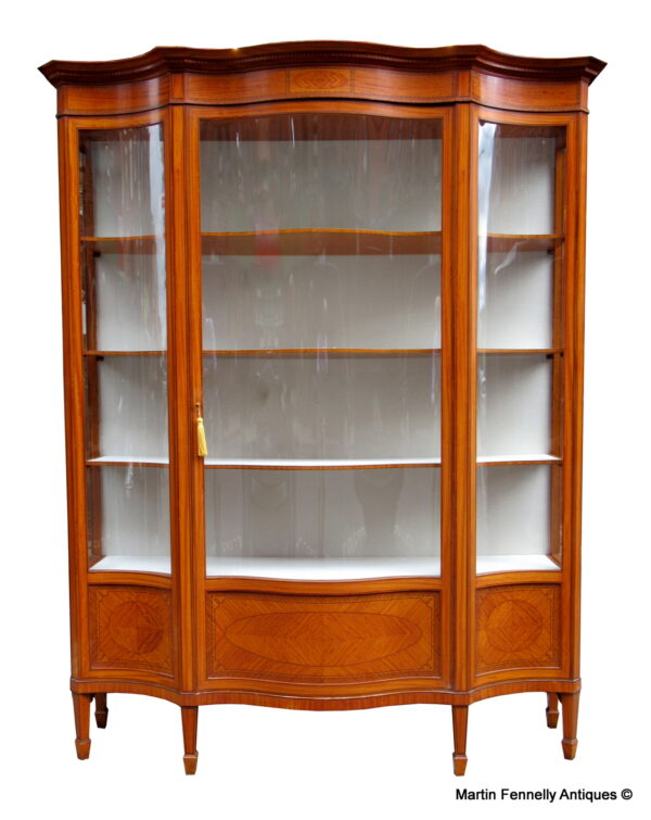 072 Sold Superb Edwardian Satinwood Display Case - Circa 1900