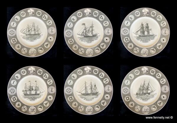 469 Set of 6 Wedgwood Plates - 150th anniversary of the Peabody Essex Museum in Salem