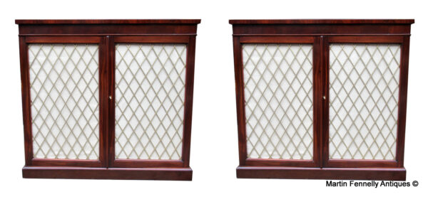 821 Sold Pair of Mahogany Side Cabinets - Superb Condition - Satinwood Crossbanding