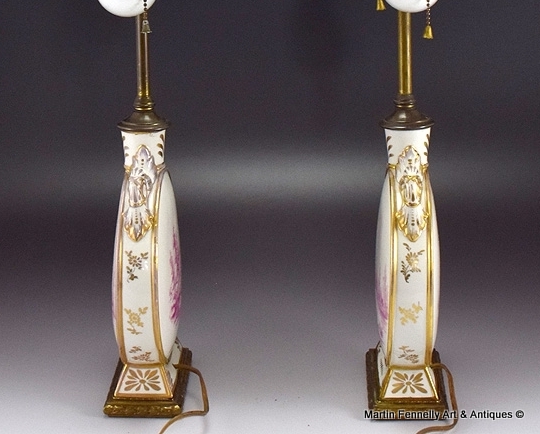879 Sold Pair of French Limoges Porcelain Table Lamps - Crca 1890 - Image 4