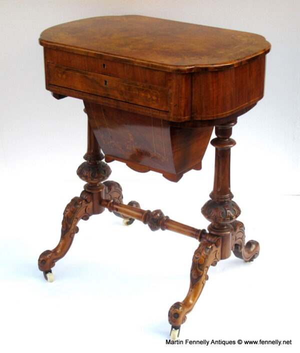 395 Sold Walnut Work Table and Desk - Circa 1870 English
