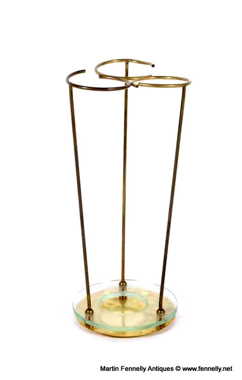 495 Mid Century Italian Umbrella Stand - Brass and Glass