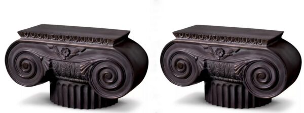 264 Sold Pair of Decorative Artemis Capital Stands - Cast Metal