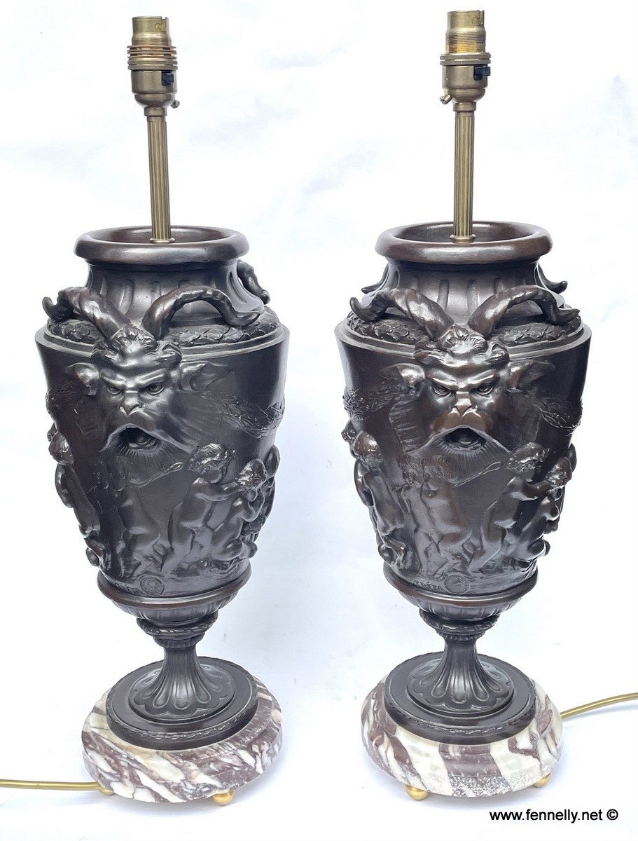 642 Sold Fine Pair Bronze Electric Table Lamps Mid 19th Century - Image 2