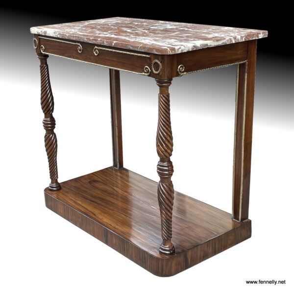 131 Sold Marble Topped Rosewood Console Table - French Circa 1835