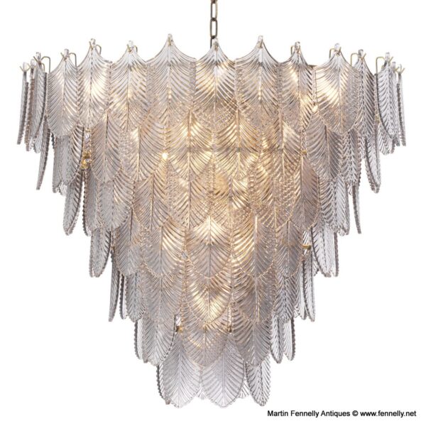 617 Smoked Glass with Brushed Brass Chandelier - Verbier - Large