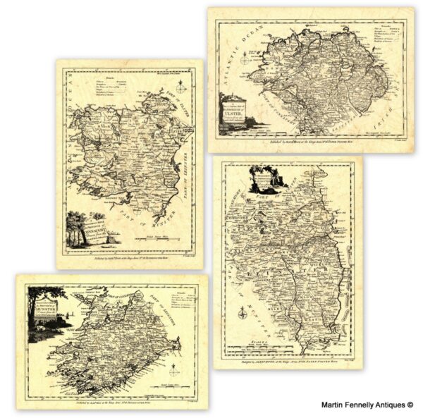 610 Set of 4 Framed Maps of Ireland's Prvinces - Hogg - 1785