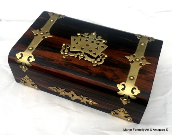 108 Sold Antique Coromandel and Brass Mounted Games Box Circa 1880