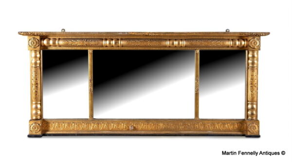 436  Victorian Giltwood Triple Compartmented Overmantel Mirror Circa 1880