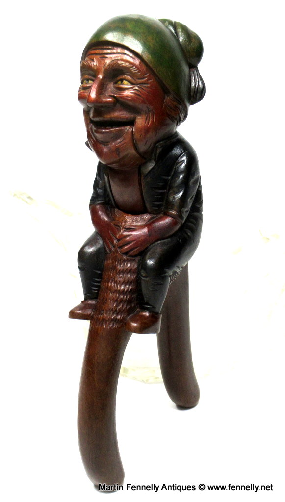 969 Sold Large German Carved Wood Nut Cracker - Circa 1890