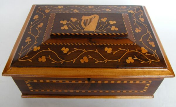 834 Rare Irish Antique Killarneyware Jewellery Casket Mid 19th Century