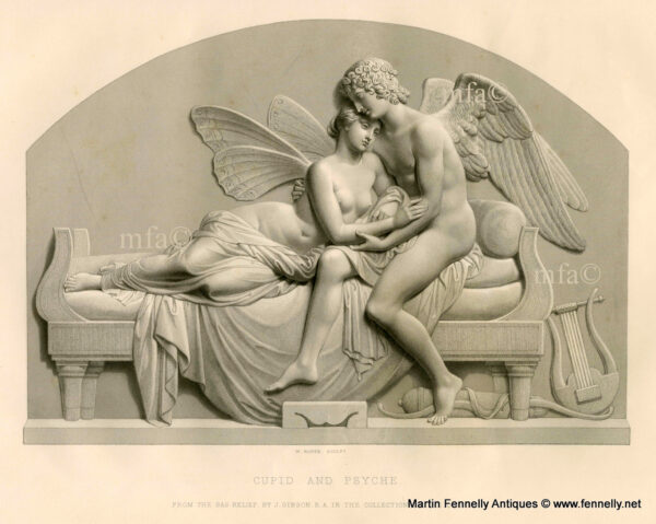 357 Rare and Superb Vintage Engraving - Cupid and Psyche - John Gibson