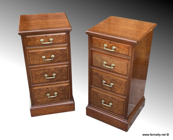 826 Pair Scottish Burl Walnut Chests  - Circa 1850