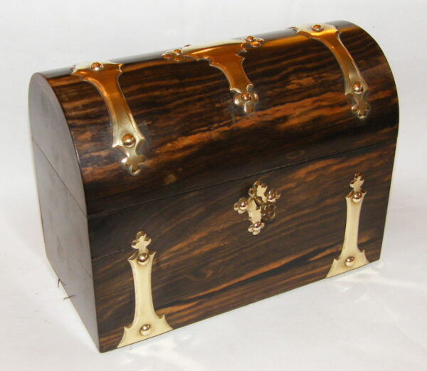 419 Sold Coromandel Brass Bound Dome Topped Desk Box - Circa 1860