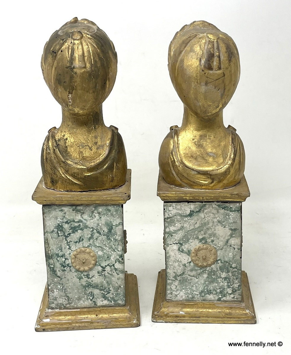 016 Pair Classical Carved Gilt Wood Busts - Italian Circa 1760 - Image 4