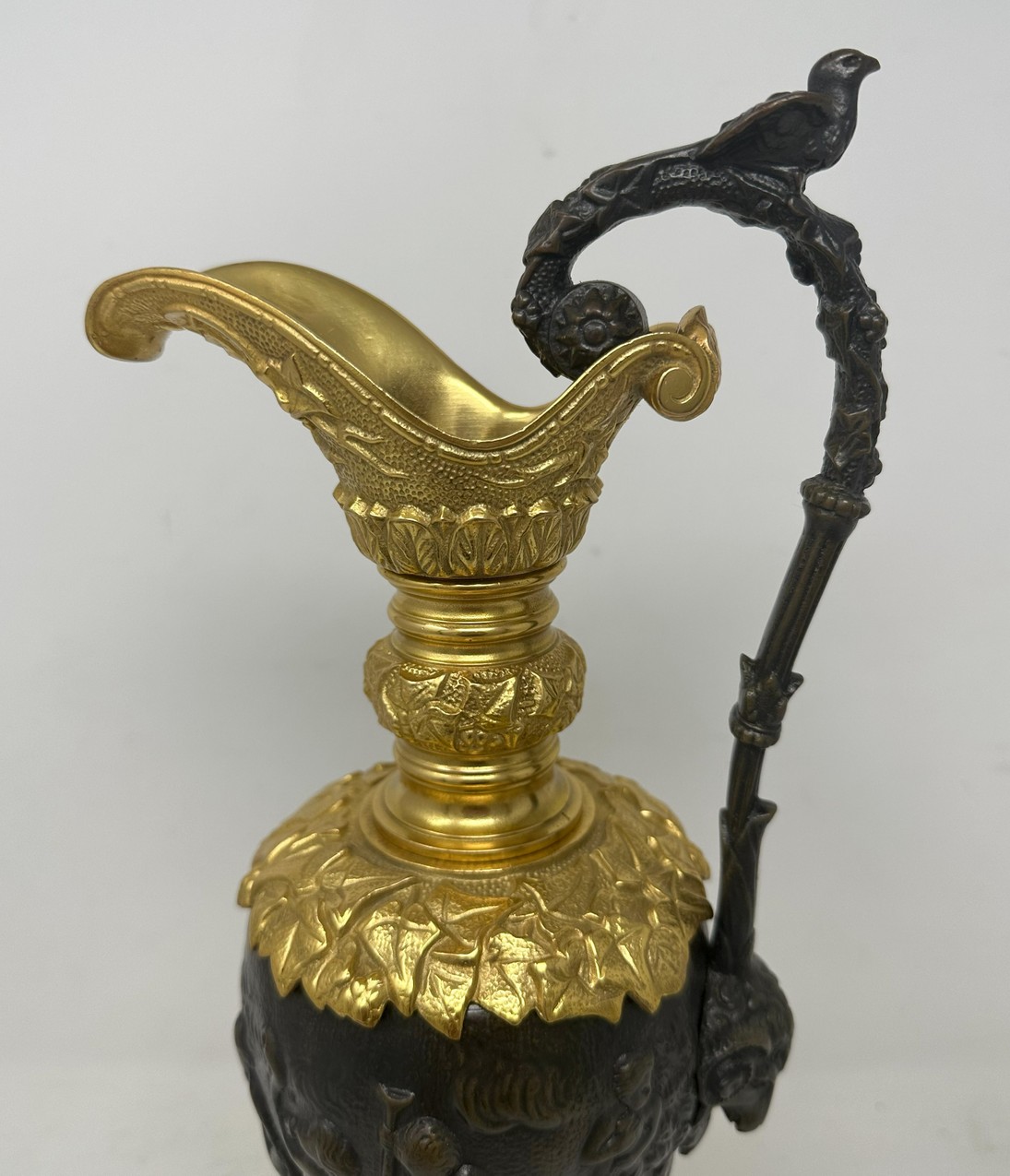 711 Sold Antique Pair French Bronze Ormolu Ewers Vases Manner of Claude Michel Clodion - Image 3