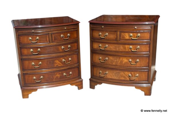 047 Pair of Flame Mahogany - Chest of Drawers - Brass Handles