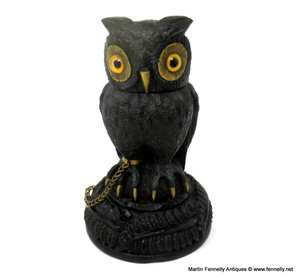 411 Sold Irish Bog Oak Hand Carved Owl - Cornelius Goggin Dublin Ireland