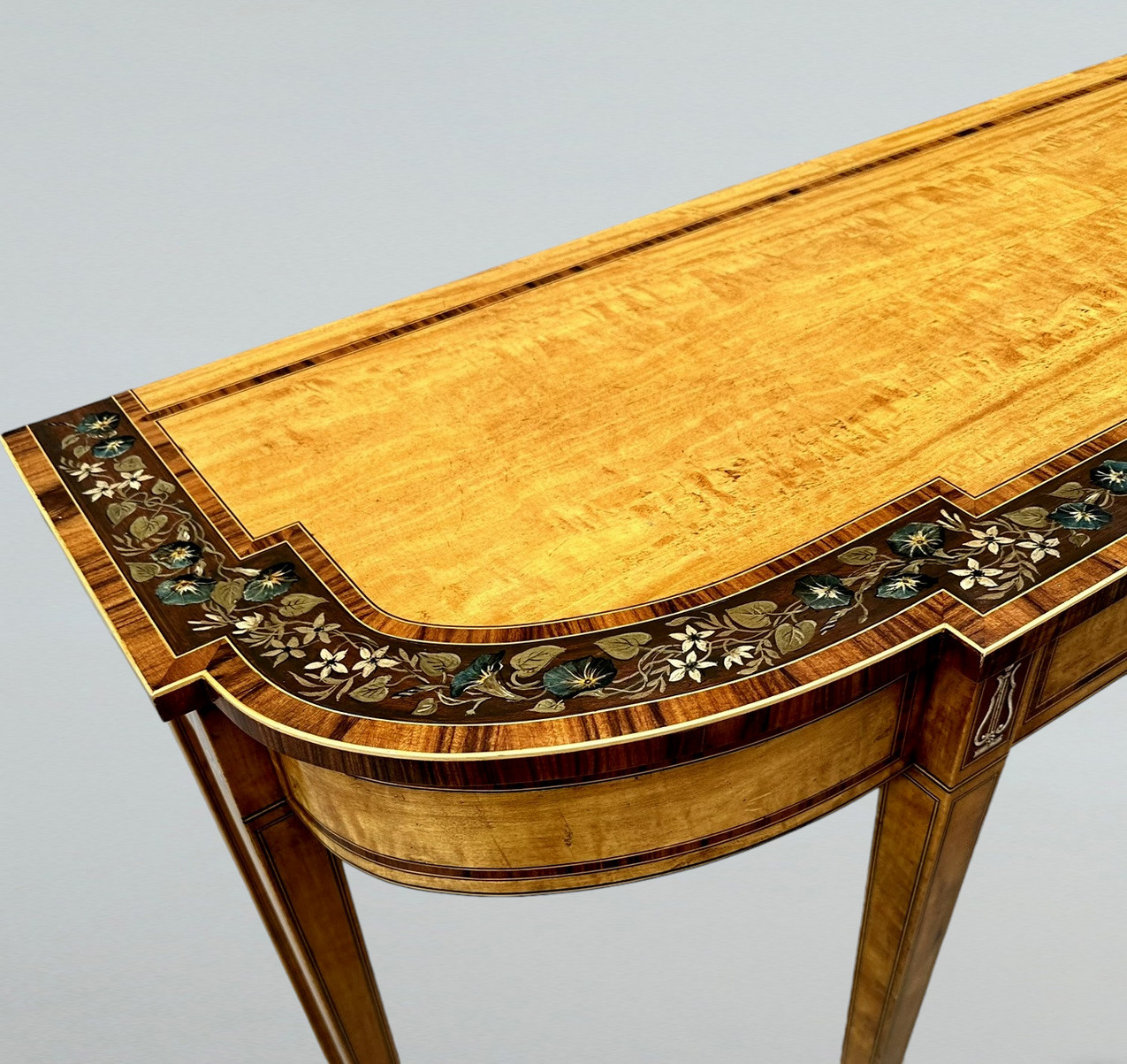 403 Antique Pair English Console Painted Satinwood Tables after Seddon - Image 3