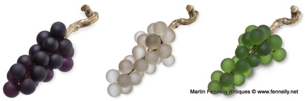 M137 Sold Set of Three Large Grape Vine Decorative Brass and Glass