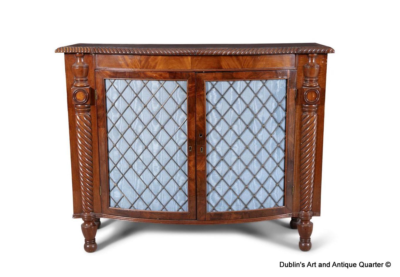 938 Sold George IV Irish Cork Bow Fronted Mahogany Cabinet