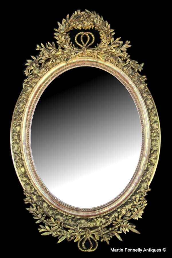 477 Sold Superb Oval Gilt Framed Mirror - French - Circa 1880
