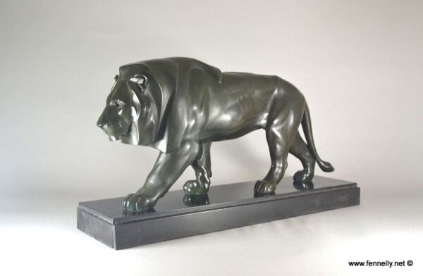 535 Max Le Verrier Bronze - Walking Lion - Art Deco - French