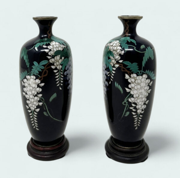 583 Pair of Miniature Japanese Meiji Period Cloisonne Enamel Vases