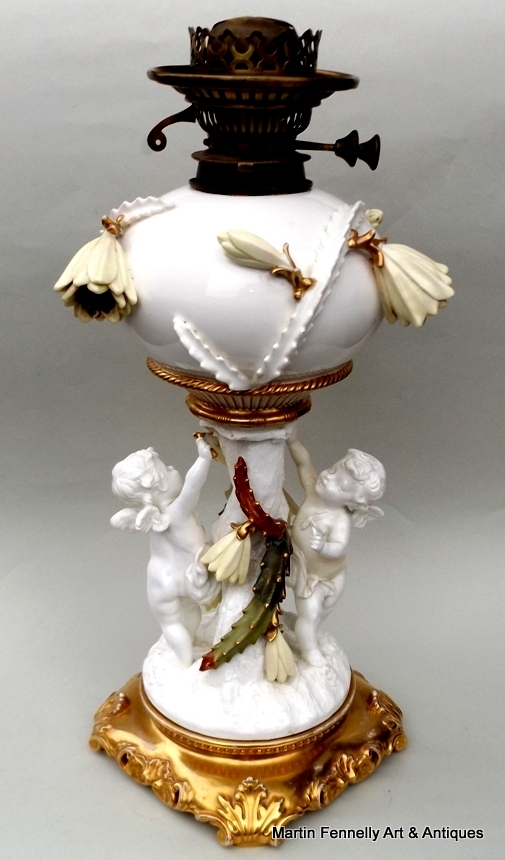 788 Sold Superb Moore Porcelain Oil Lamp 19thCt