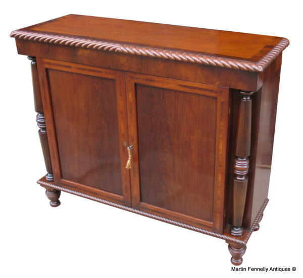 606 Sold Irish Regency Mahogany and Rosewood Twin Door Cabinet - Circa 1820