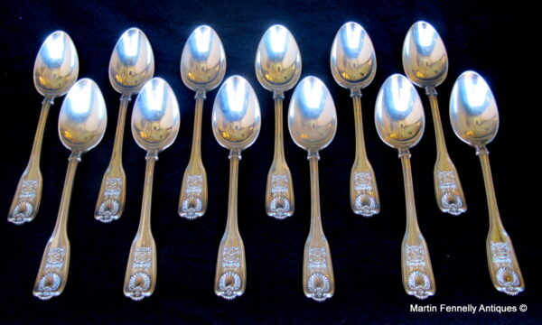 023 Set of 10 Solid Silver - Tiffany NY English King Design - Spoons - Heavy