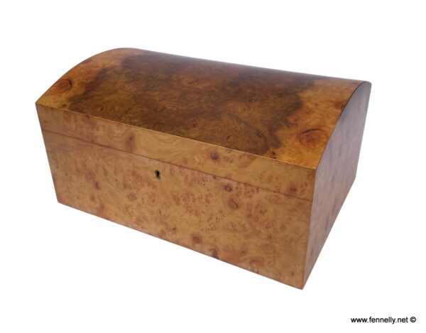 874 Rare Large Myrtle Wood Dome Jewellery Casket – Manning of Ireland – Irish