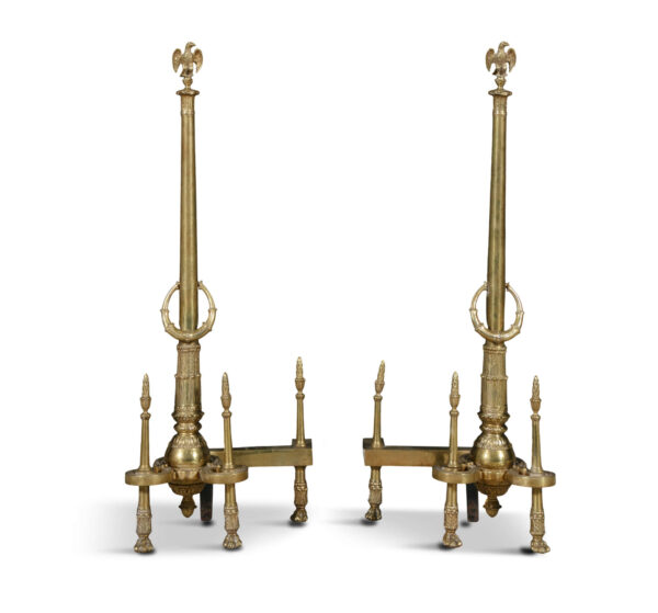 688 Pair of Brass Andirons - Circa 1890 - Large Size