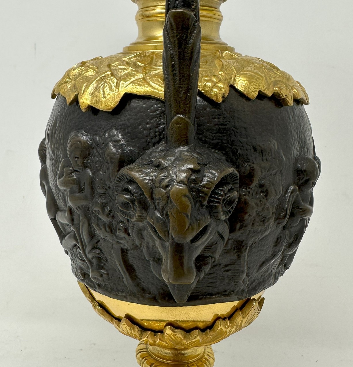 711 Sold Antique Pair French Bronze Ormolu Ewers Vases Manner of Claude Michel Clodion - Image 5