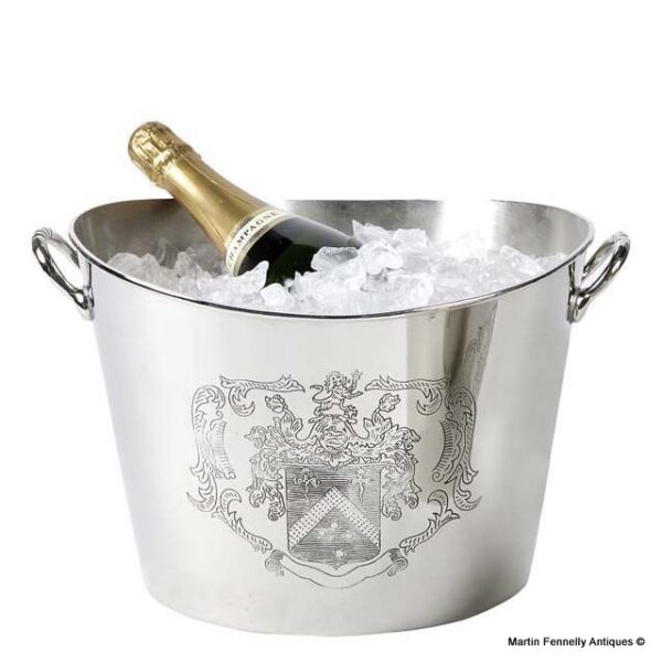 M101 Sold Classical Wine Cooler - Silver Plate - Coat of Arms