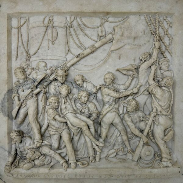 412 Sold Antique Grand Tour Classical Regency Carved Marble Plaque Battle Travalgar 1805