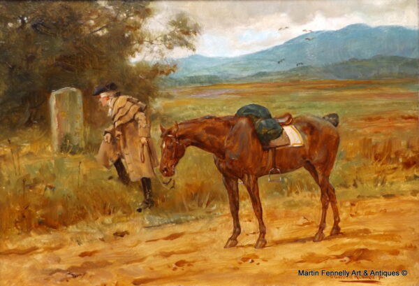 002 Sold George Goodwin Kilburne (1839-1924) - The Long Ride -  Oil on Board