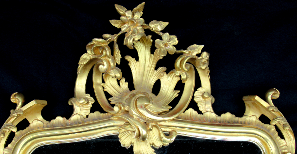 354 Fine Pair French Hand Carved Giltwood Pier Gilt Mirrors 19thCt - Image 3