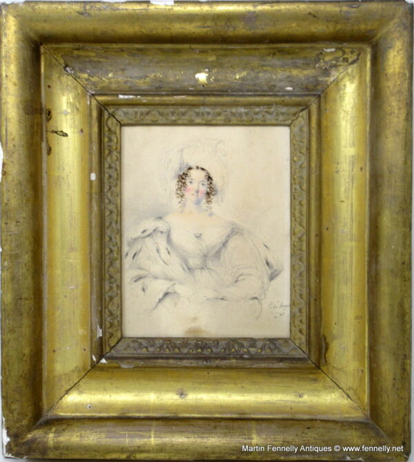 013 Portrait of a Lady - Edward Hayes RHA (1797-1864) - Framed Watercolour and Pencil