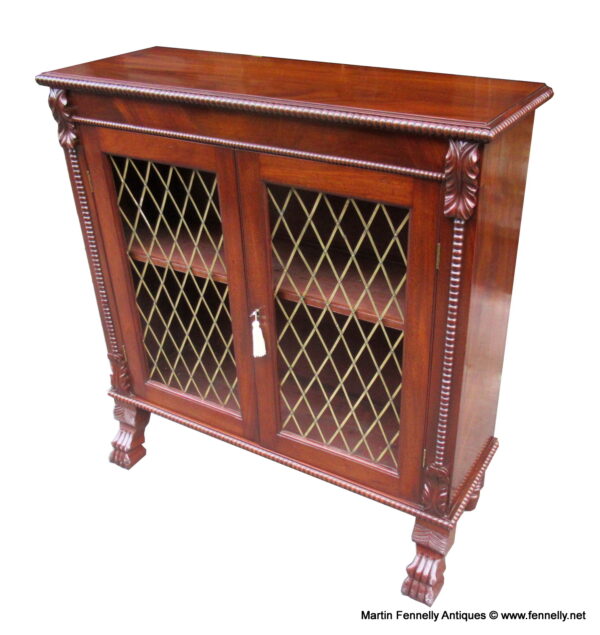 334 Sold Irish Mahogany Twin Door Cabinet Circa 1840