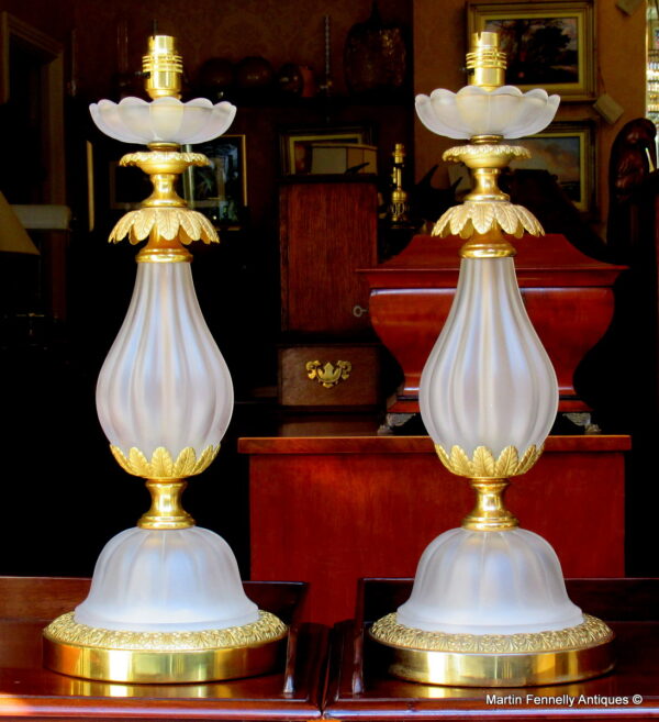 995 Superb Pair of Ormolu and Murano Lamps - Italian - Attributed to Barovier and Toso