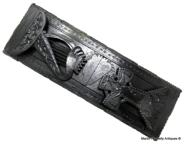 682 Sold Rare Irish Carved Bog Oak Book Slide Attrib. to Cornelius Goggin Dublin Ireland 19Ct