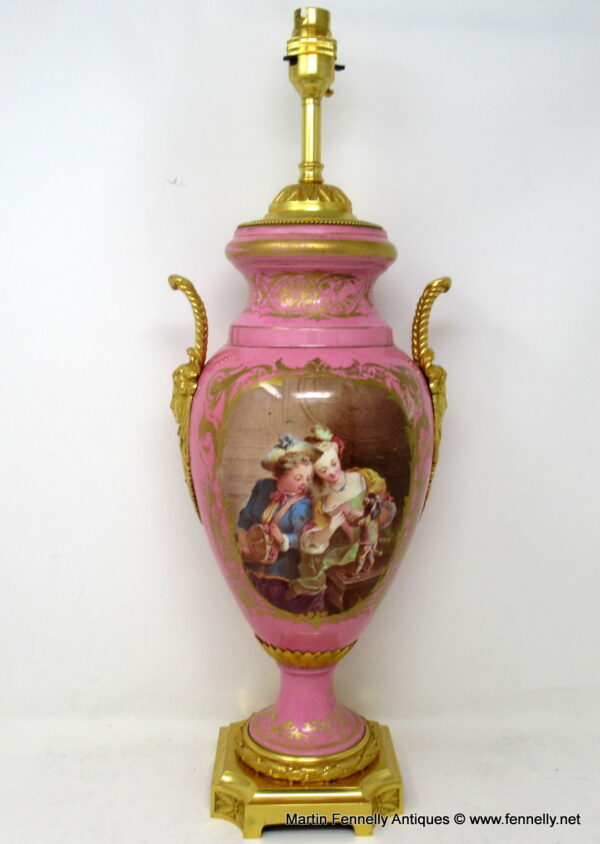 591 Sold Antique French Sèvres Gilt Bronze Porcelain Vase Ormolu Pompadour Pink Table Lamp