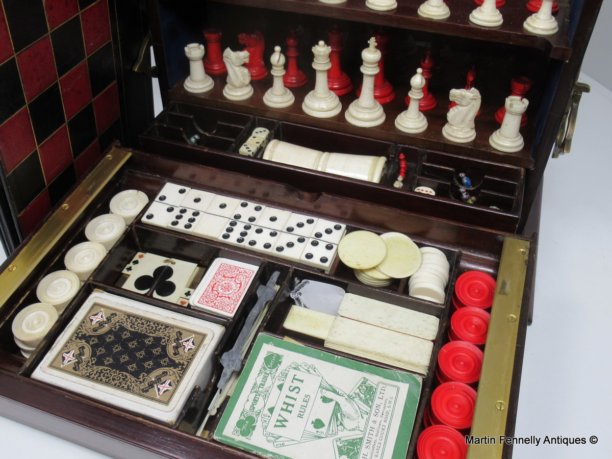 434 Sold Stunning Late Victorian Games Compendium - Mahogany - Circa 1900 - Image 6