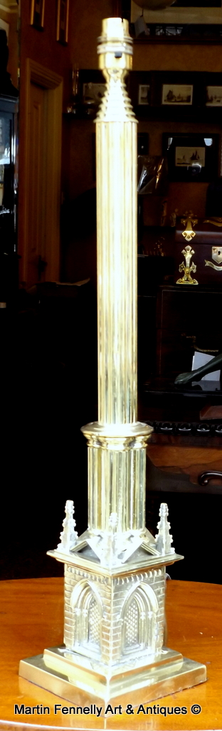 520 Edwardian Brass Lamp - Architectural Desgn - Large - Circa 1900