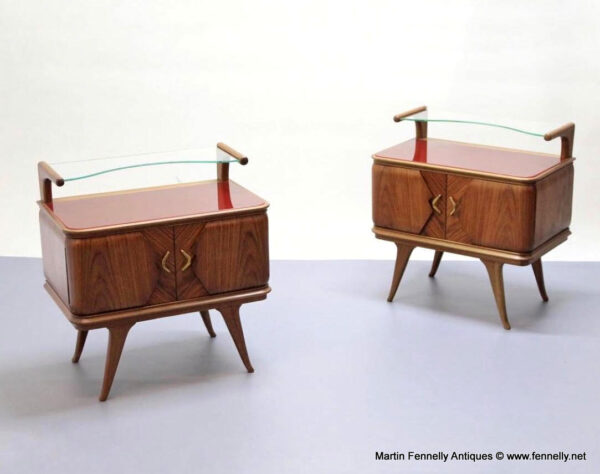 782 Sold Pair Rosewood Italian Bedside Cabinets Circa 1950