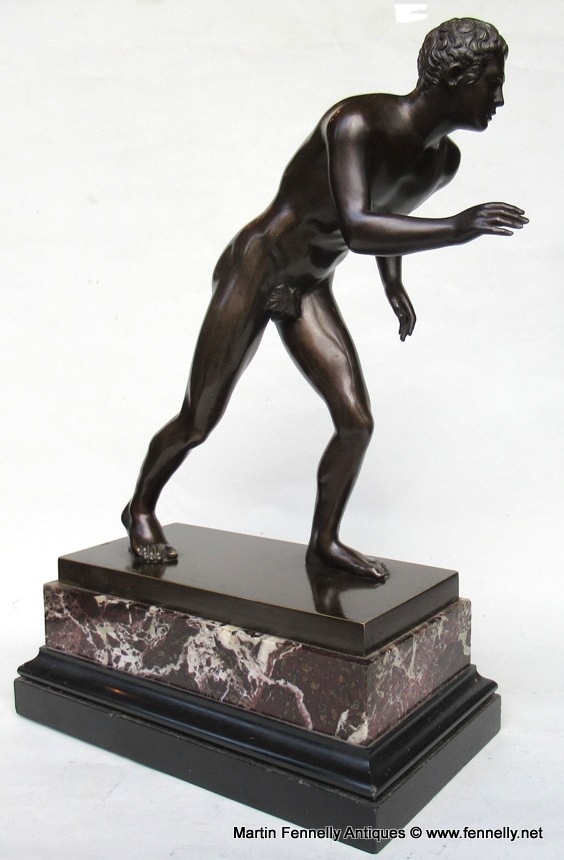 657 Sold Borghese Gladiator Bronze Nude Male 19thCt. Alessandro Nelli Foundry