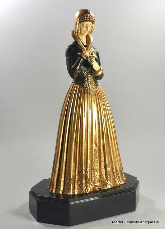 468 Sold Demétre Chiparus (1886 – 1947) - Art Deco - Lady with Flowers