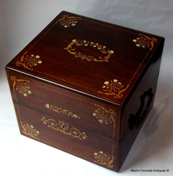 145 French Tantalus - Rosewood - Circa 1890 - Complete