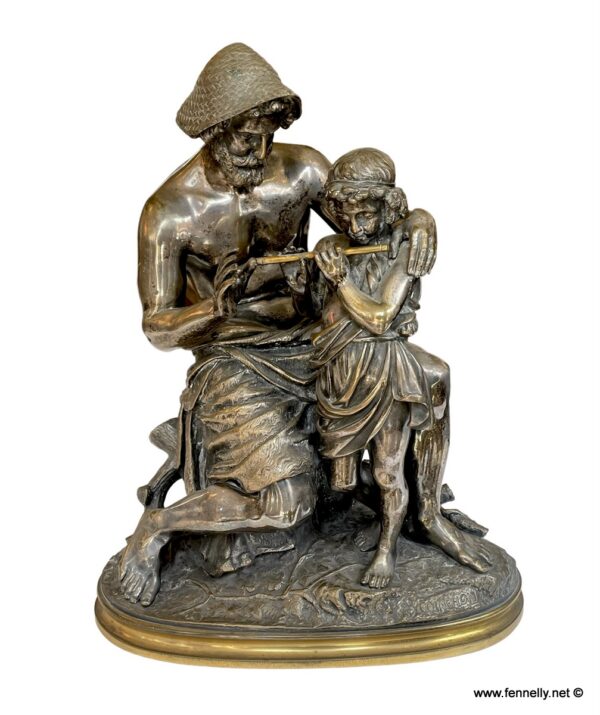 117 Sold Bronze - The Flute Lesson by Jacques Coinchon (1814-1881)